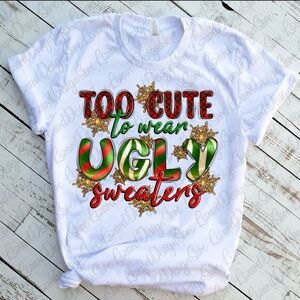 White Graphic Tee with Festive Print